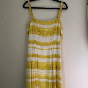 Loft Yellow & Cream wide striped dress NWOT Sz 10